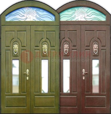 Стальная арочная дверь со стеклом ДА-17 для монолитного дома в Красногорске