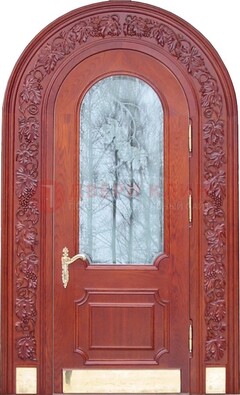 Толстая металлическая арочная дверь со стеклом ДА-20 в Красногорске