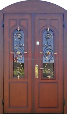 Двухстворчатая стальная дверь Винорит в форме арки ДА-55 в Красногорске