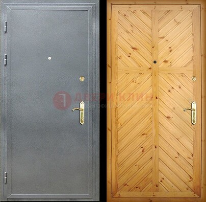 Серая металлическая дверь с евровагонкой ДЕ-12 в Жуковском
