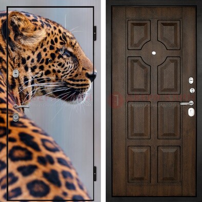 Металлическая дверь с фотопечатью леопарда ДФ-26 в Красногорске