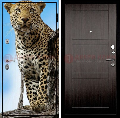 Железная дверь с рисунком гепарда снаружи ДФ-27 в Красногорске