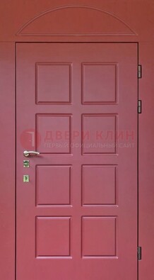 Красная стальная дверь с верхней фрамугой ДФГ-13 в Красногорске