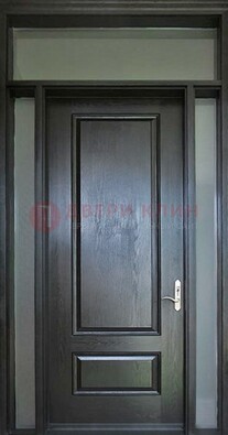 Черная металлическая дверь с фрамугами и стеклом ДФГ-24 в Красногорске