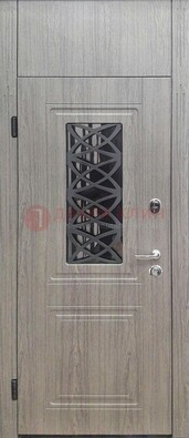 Металлическая дверь Винорит стекло и ковка с фрамугой ДФГ-33 в Красногорске