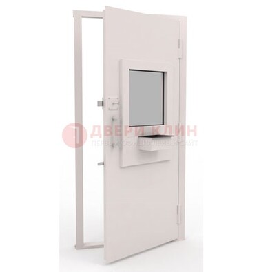 Белая металлическая дверь в кассу с нитроэмалью ДКС-4 в Красногорске