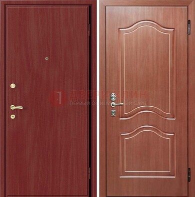 Красная металлическая дверь с ламинатом МДФ внутри ДЛ-8 в Красногорске