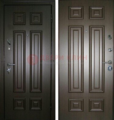 Темная металлическая дверь с МДФ ДМ-136 в квартиру в Красногорске