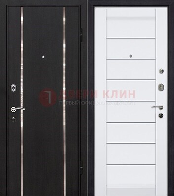 Черная входная дверь с МДФ и декоративными вставками ДМ-143 в Красногорске