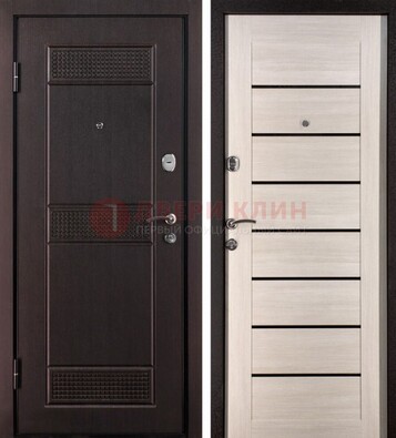 Темная стальная дверь с МДФ ДМ-147 для улицы в Красногорске