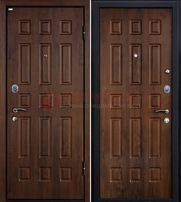 Коричневая металлическая дверь с МДФ ДМ-156 для квартиры в Красногорске