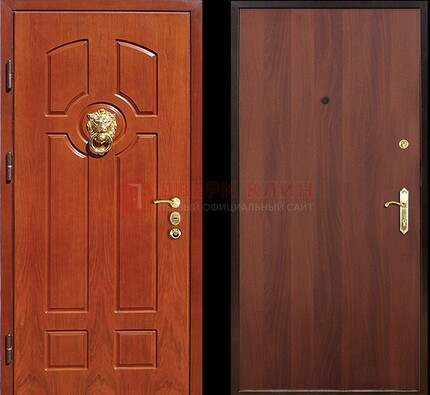 Оранжевая стальная дверь с МДФ ламинат внутри ДМ-18 в квартиру в Красногорске