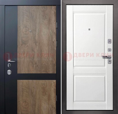 Черно-коричневая входная дверь с терморазрывом и МДФ ДМ-192 в Красногорске