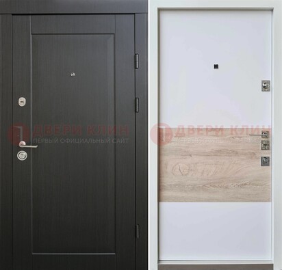 Черная металлическая дверь с белой МДФ внутри ДМ-230 в Красногорске