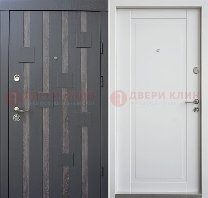 Темная металлическая дверь c белом МДФ внутри ДМ-231 в Красногорске