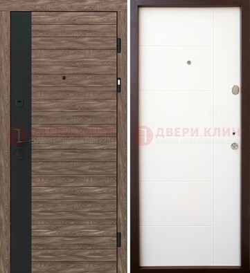 Коричневая входная дверь с черной вставкой МДФ ДМ-239 в Красногорске