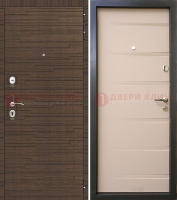Коричневая  железная дверь c фрезерованной МДФ ДМ-248 в Красногорске