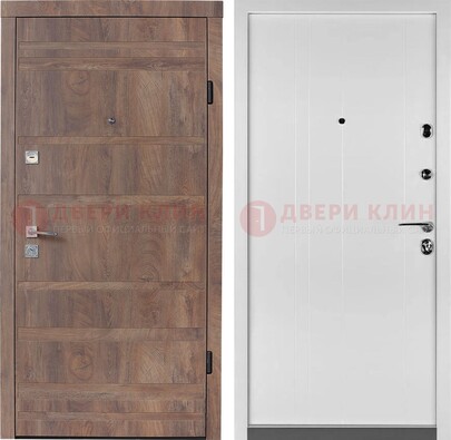 Коричневая металлическая дверь белая МДФ внутри ДМ-274 в Красногорске