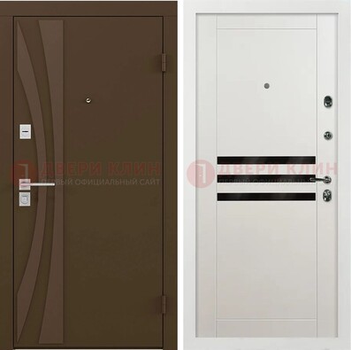 Стальная коричневая дверь с МДФ панелями ДМ-293 в Красногорске