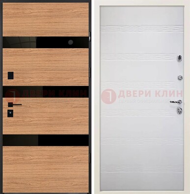 Металлическая темная дверь с МДФ в цвете Итальянский орех ДМ-312 в Красногорске
