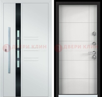 Металлическая дверь в белом цвете с МДФ ДМ-323 в Красногорске