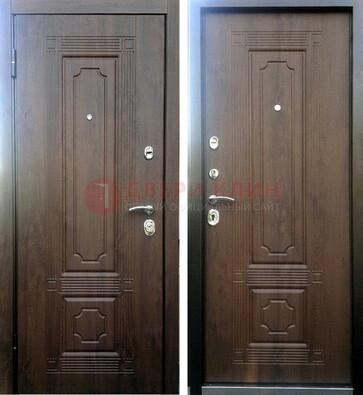 Коричневая металлическая дверь с МДФ ДМ-32 на дачу в Красногорске