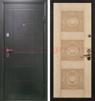 Темная железная дверь с МДФ в квартиру ДМ-344 в Красногорске