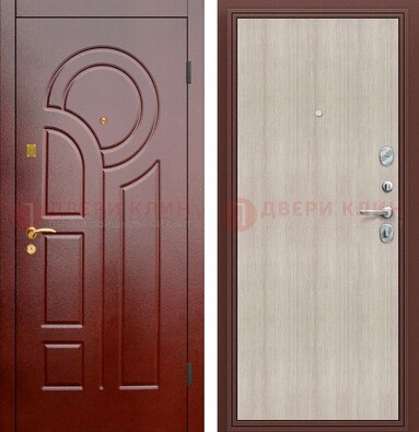 Красная металлическая дверь с МДФ панелями ДМ-368 в Красногорске
