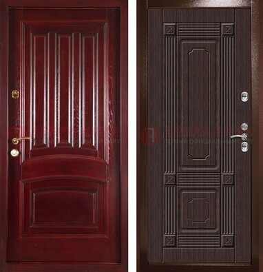 Красная стальная дверь с филенчатой МДФ ДМ-398 в Красногорске