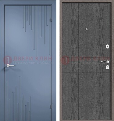 Синяя металлическая дверь МДФ в квартиру ДМ-434 в Красногорске