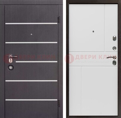 Темная стальная дверь с белыми вставками с МДФ ДМ-482 в Красногорске