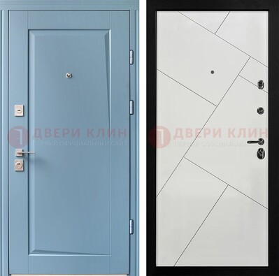Синяя железная дверь с МДФ панелями ДМ-491 в Красногорске