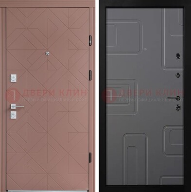 Красная стальная дверь в квартиру с МДФ хайтек ДМ-493 в Красногорске
