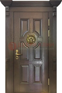 Коричневая металлическая дверь с массивом дуба ДМД-50 в Красногорске