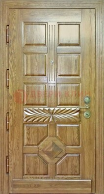 Светлая стальная дверь с массивом дуба и узором ДМД-63 в Красногорске