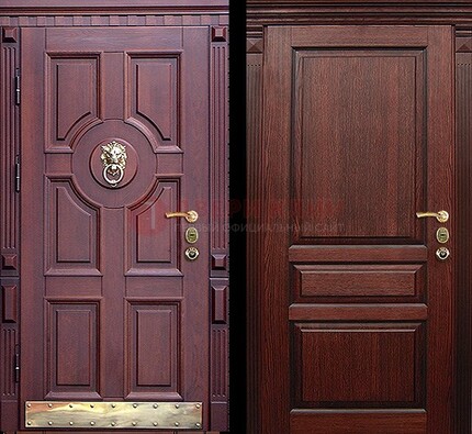 Темная входная дверь с массивом дуба с декоративной вставкой ДМД-6 в Красногорске
