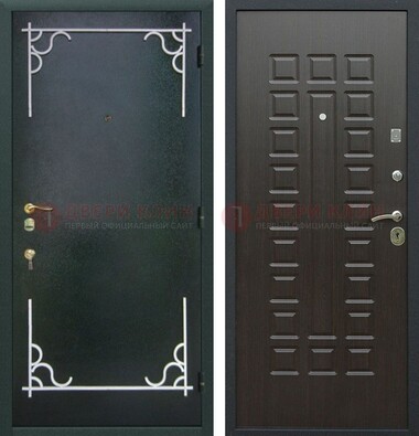 Темная входная дверь с порошковым покрытием и МДФ венге ДП-223 в Красногорске