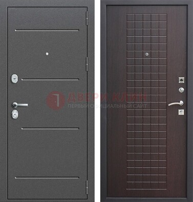Металлическая дверь с порошковым покрытием и МДФ Махагон ДП-254 в Красногорске