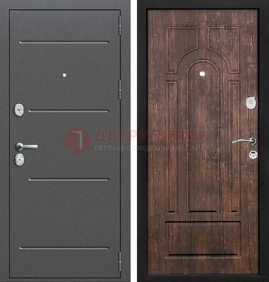 Железная дверь Антик серебро с порошковым напылением и МДФ Тисненый орех ДП-260 в Красногорске