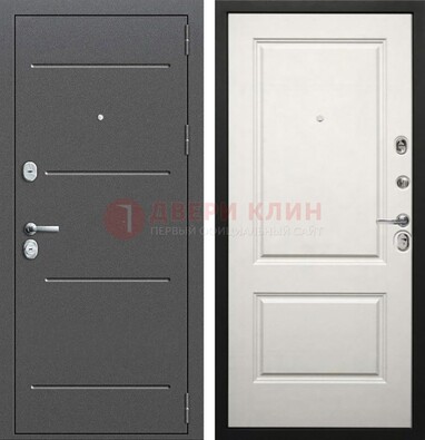 Серая стальная дверь с порошковым покрытием и светлой МДФ ДП-266 в Красногорске