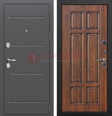 Стальная дверь с порошковым покрытием Антик серебро и филенчатой МДФ ДП-267 в Красногорске