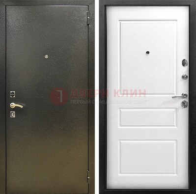 Входная дверь Темное серебро с порошковым напылением и белой МДФ ДП-272 в Красногорске