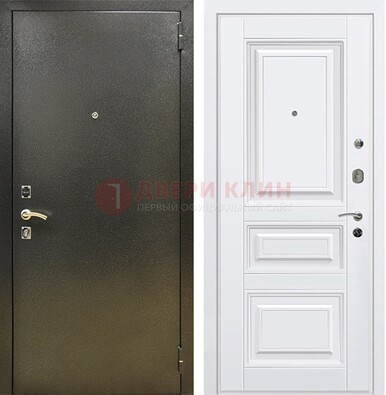 Железная темно-серая дверь с порошковым напылением и белой МДФ ДП-274 в Красногорске