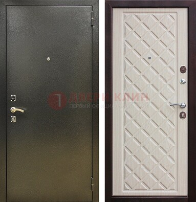 Темно-серая железная дверь с порошковым покрытием и филенчатой МДФ ДП-289 в Красногорске