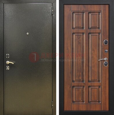 Металлическая входная темная дверь с порошковым напылением и МДФ ДП-299 в Красногорске