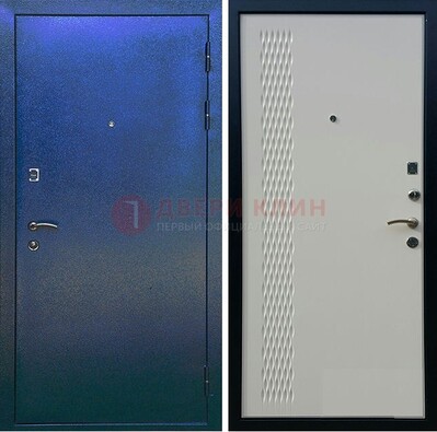 Синяя железная дверь с порошковым напылением ДП-49 в Красногорске