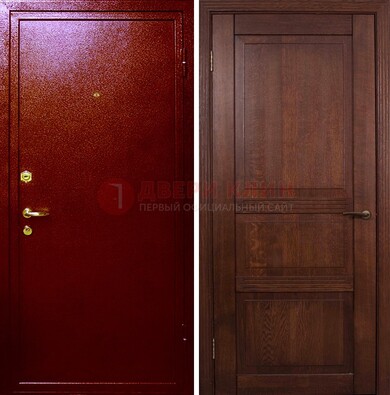 Красная железная дверь с порошковым окрасом ДП-58 в Красногорске