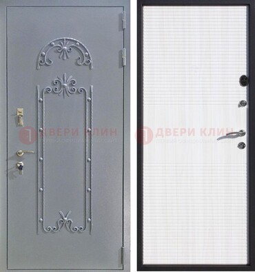 Серая входная дверь с порошковым покрытием ДП-67 в Красногорске