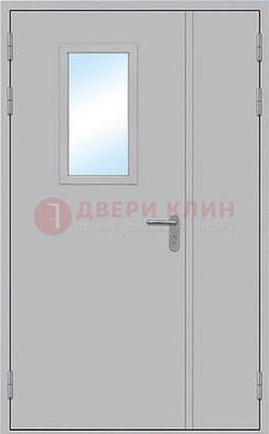 Белая входная техническая дверь со стеклянной вставкой ДПП-10 в Красногорске