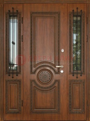 Парадная распашная стальная дверь Винорит со стеклом ДПР-106 в Красногорске
